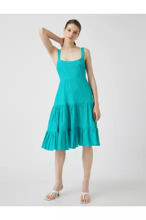 Koton Mädchenkleid Mit Dünnen Trägern & Rüschen – Gestreift, Größe 4/5 Jahre, Maschinenwaschbar