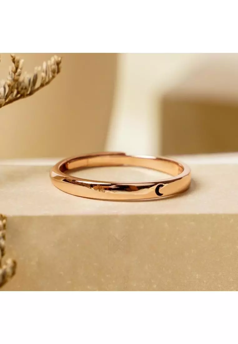 Minimal Moon Band Rose Gold Ring with 925 Sterling Silver