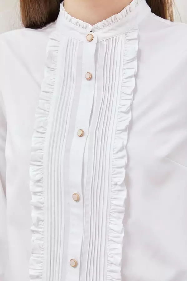 MINIMAL - Jenova - Blouse Dengan Ruffle - White Colour White