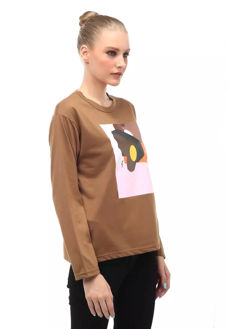 Dreama Kaos Oversized Long Sleeves Atasan Wanita Relaxed Fit - Mopan Two Faces