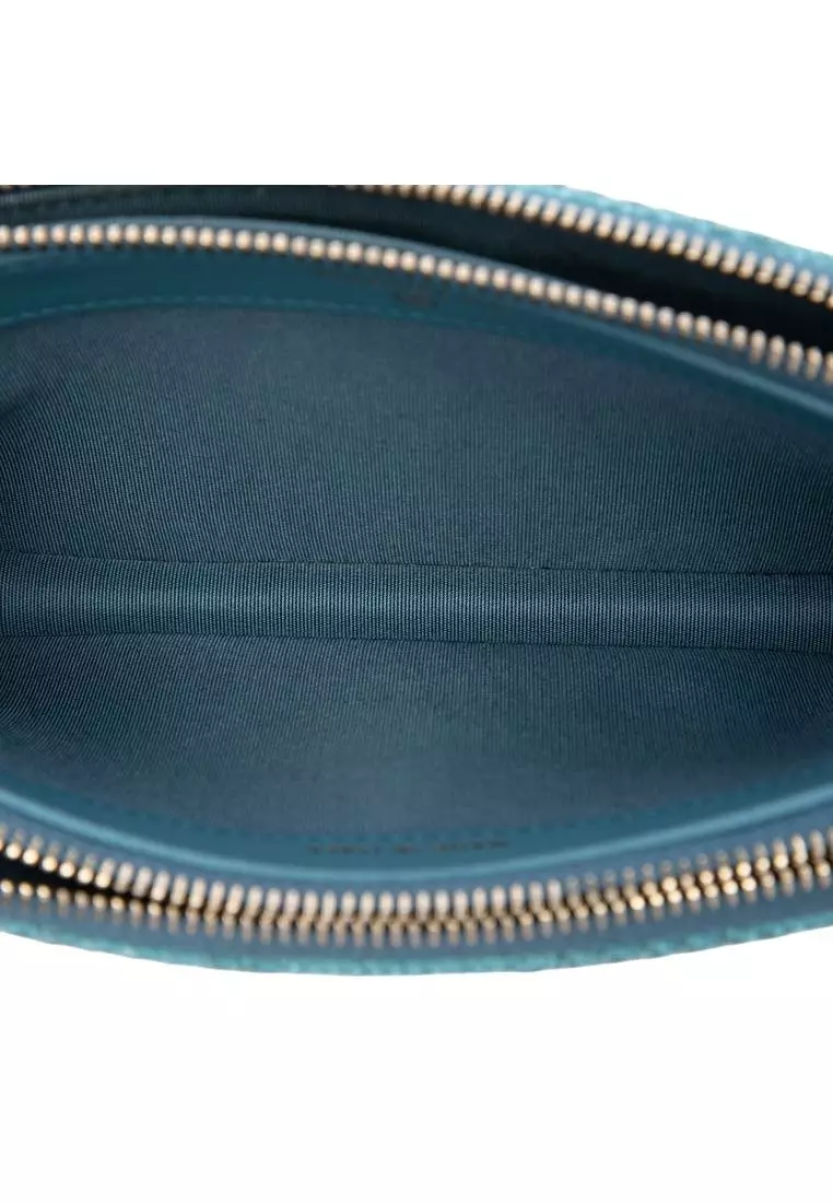 Pre-Loved Chanel Raffia Deauville Double Zip Clutch With Chain