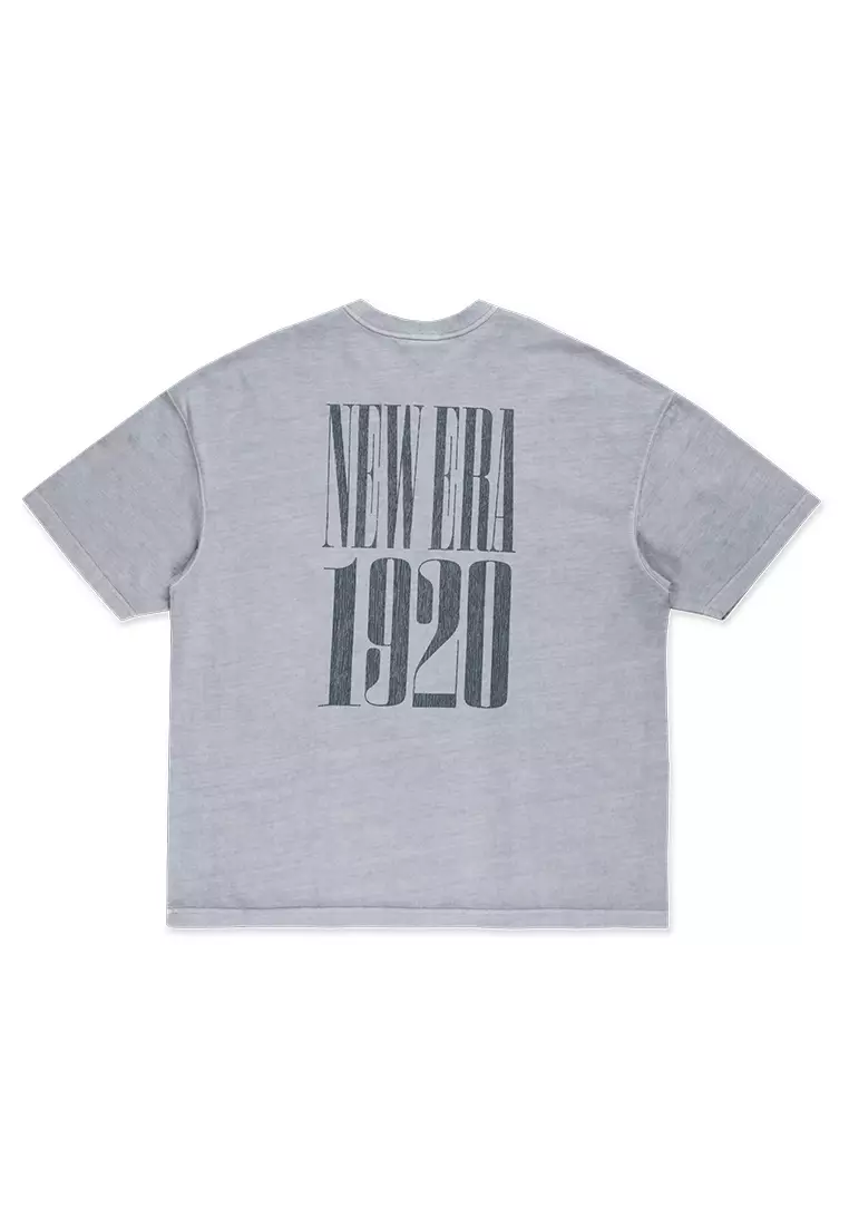 NE 1920 Wordmark 90s Vibe Dolphin Grey Oversized Short Sleeve T-Shirt