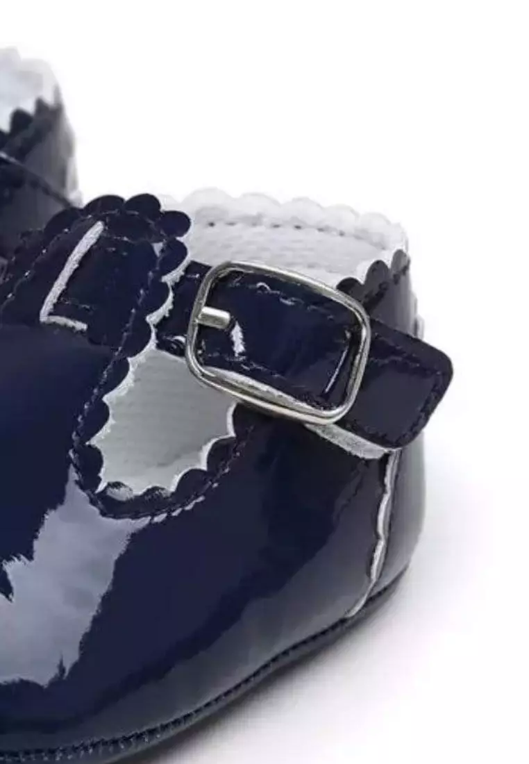 Colored Patent Tbars Shoes - Navy Blue