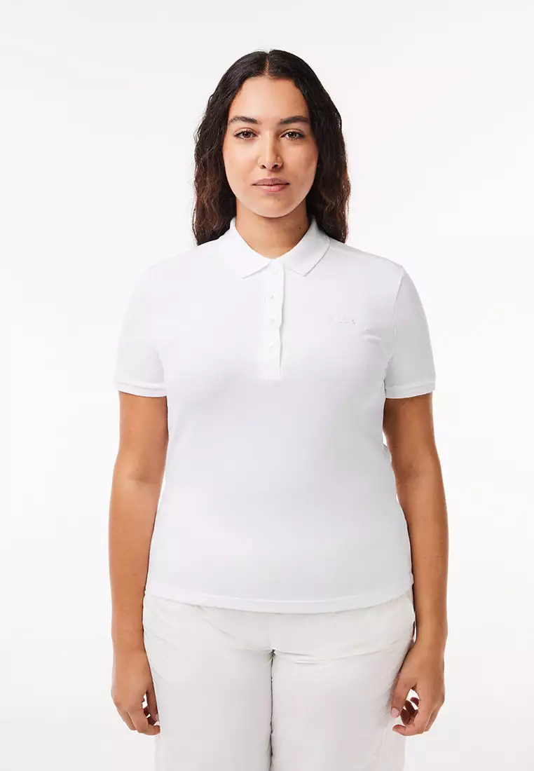 Women's slim fit stretch mini piqué polo shirt 2025