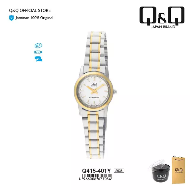 Q Q Jam Tangan Arloji Wanita Fashion Analog Rantai Stainless Steel Q415 Q415J Water Resist 3 BAR Q415J401Y