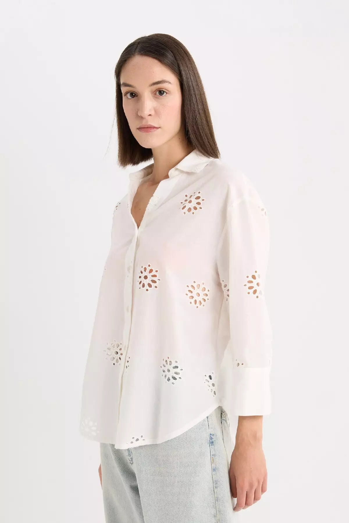 Oversize Wide Fit Brode Long Sleeve Shirt B5419Ax25Sp