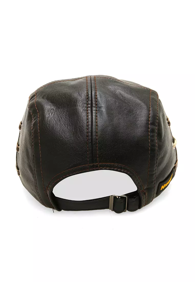 Kai Aksesoris Fashion Pria Wanita Casual Hat Preferred Style Material Leather ORIGINAL - Black