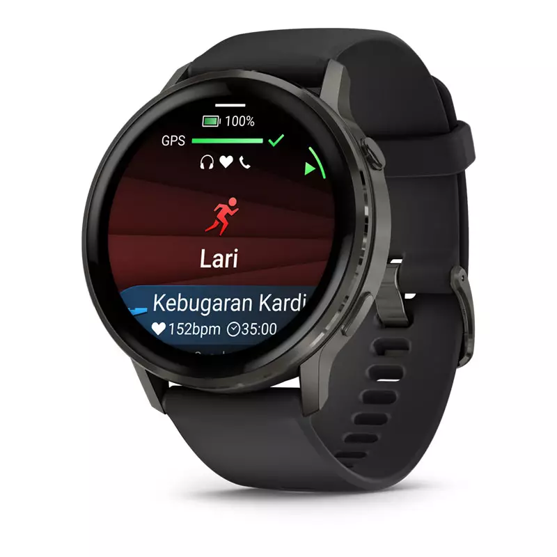 Jam Tangan Pria Garmin Venu 4 010-03014-40 Advanced GPS Smartwatch Digital Dial Slate with Black Silicone Band