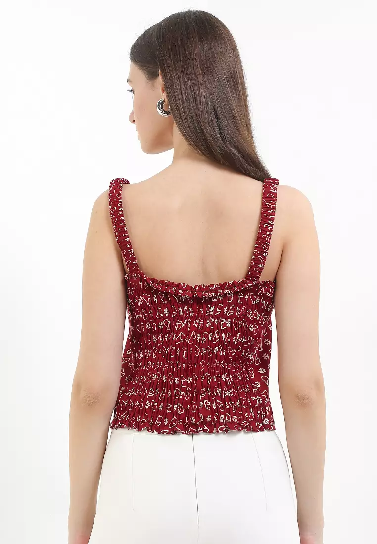 Sleeveless Inner Top Atasan Wanita Basic Ice Red Tanpa Lengan