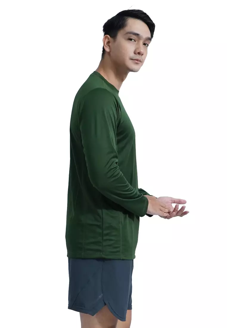 Tiento Kaos Running Dry Fit Lengan Panjang Baju Olahraga Pria Lari Gym Fitness Army