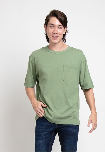 FOREST green Forest Premium Weight Cotton Linen Knitted Boxy Cut Crew Neck Tee T Shirt Men - 621217-47MintGreen B840AAAE8FA2ABGS_1