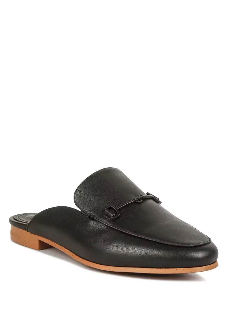 Mens black leather mules new arrivals