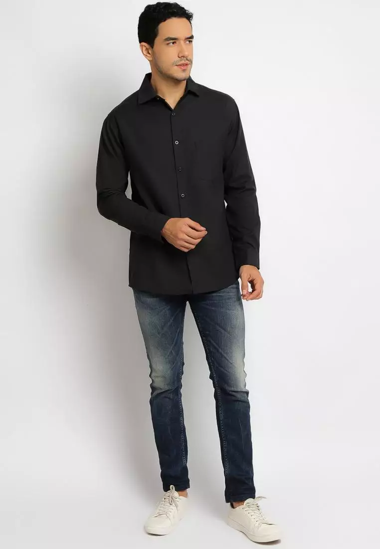 Slim Fit Oxford Black Shirts