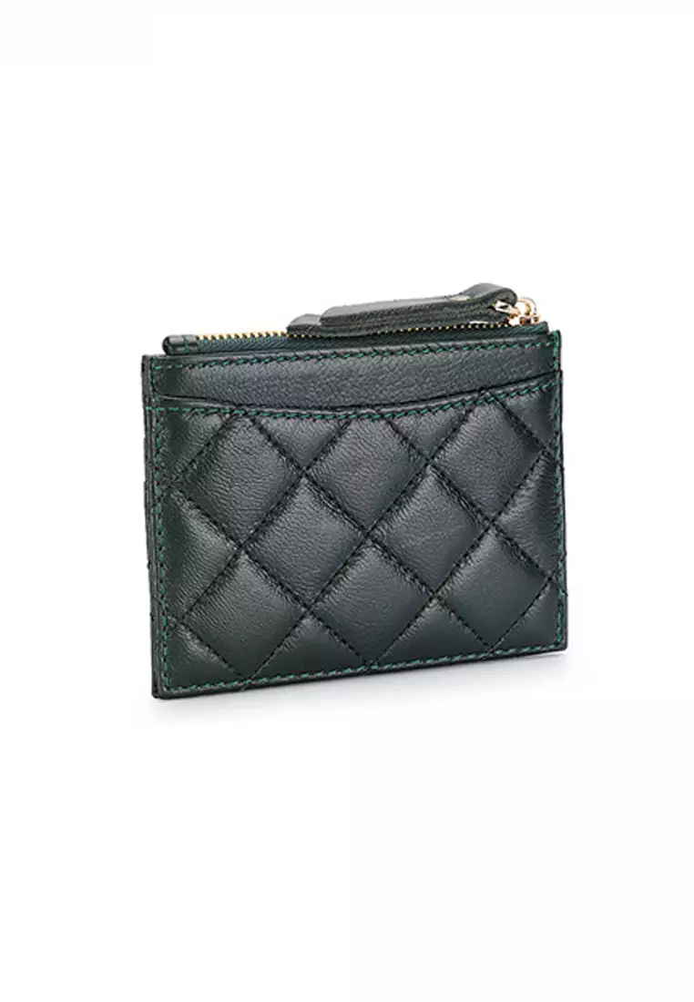 Quilted Sheepskin Card Holder Zip Purse JW YT-09