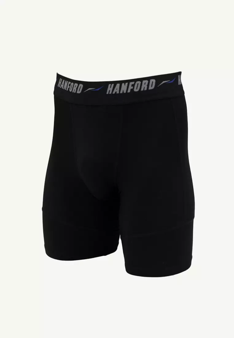 Athletic Men Quick Dry Compression Knee Length - Black/Blue Line (Single Pack)