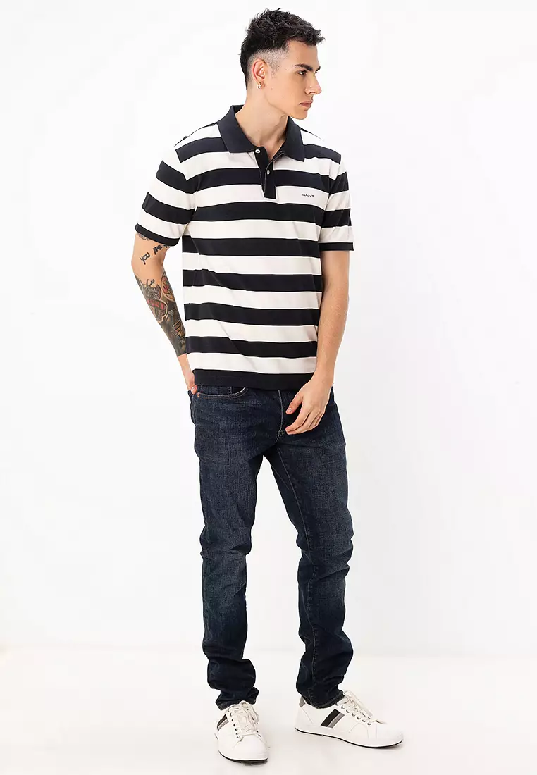 Striped Heavy Washed Polo Shirt