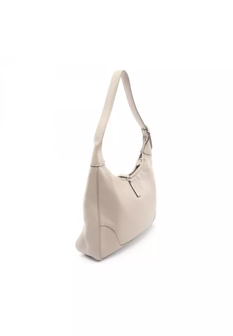 Pre-Loved Hermès trim 31 Shoulder bag Clemence leather Gray beige silver hardware □C stamp