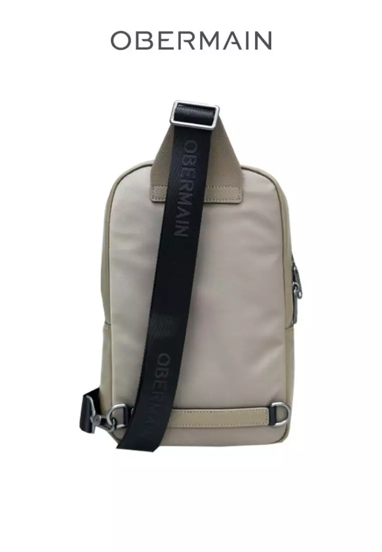 Men's Chest Bag Genuine Leather Taupe
