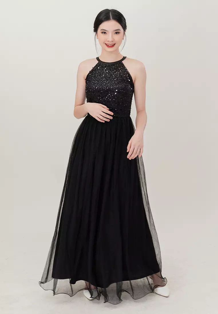 网纱长款晚礼服