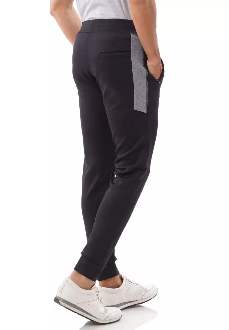 Tiento Celana Joger Panjang Olahraga Hitam Jogger Long Pants Sporty Turbo Scuba Black Men