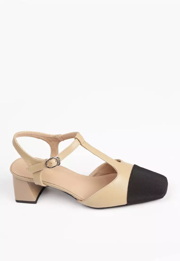 Discount on Twenty Eight Shoes  shoes - SKU: VANSA Colorblock Buckle Mid Heel Pumps VSW-H3337-50