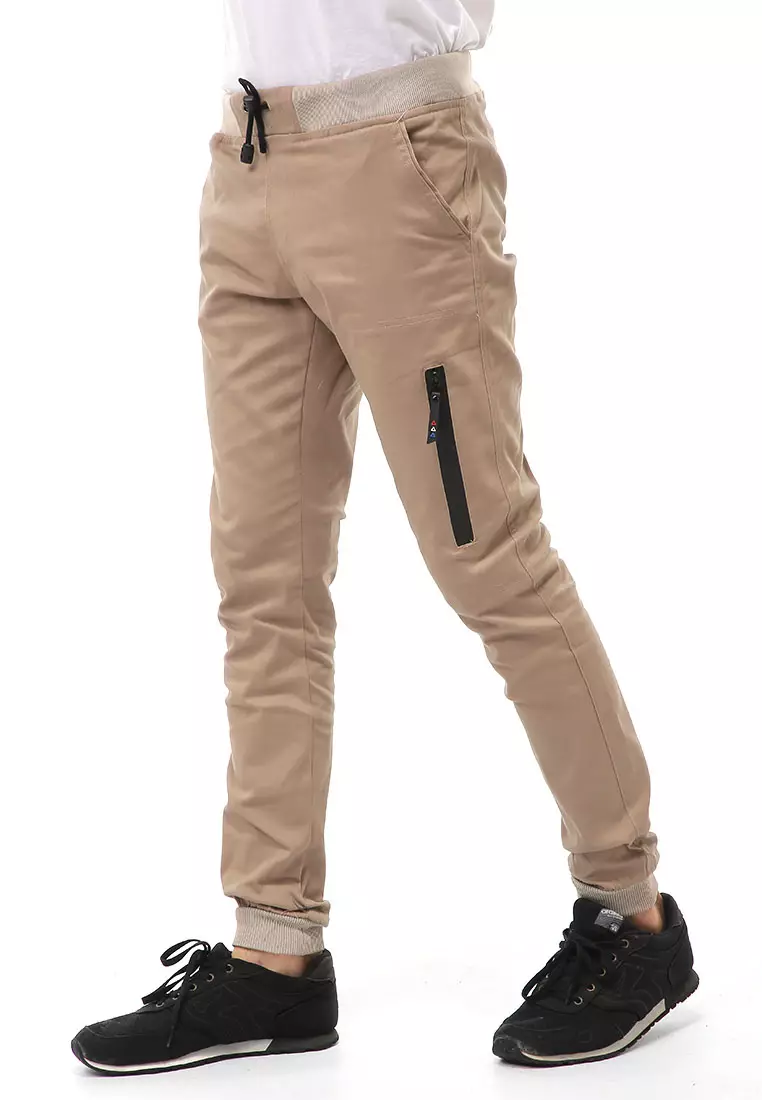 Locko Long Pants Celana Jogger Pria Style Comando Material Cotton ORIGINAL - Cream