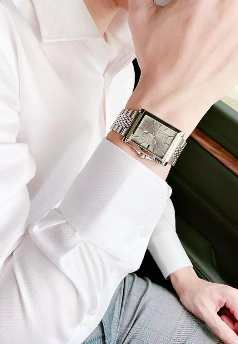 Jam Tangan Pria Gucci G-Timeless Rectangle Stainless Steel