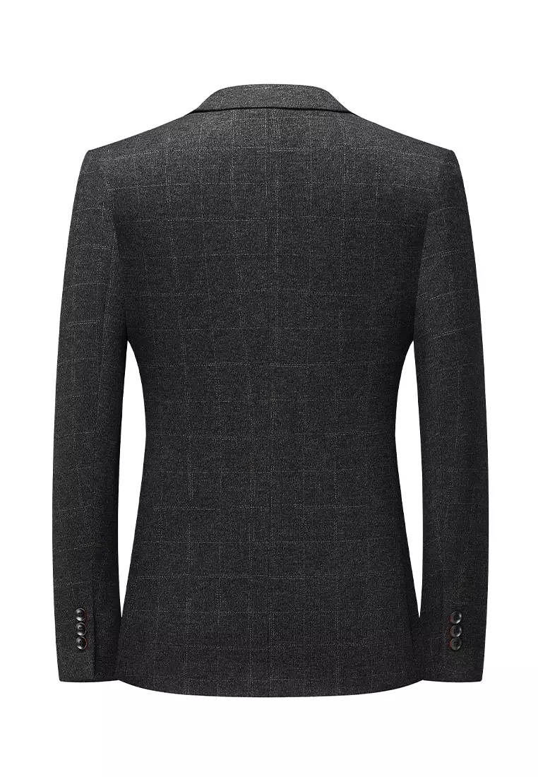 Elastic Plaid Suit Jacket LB6625