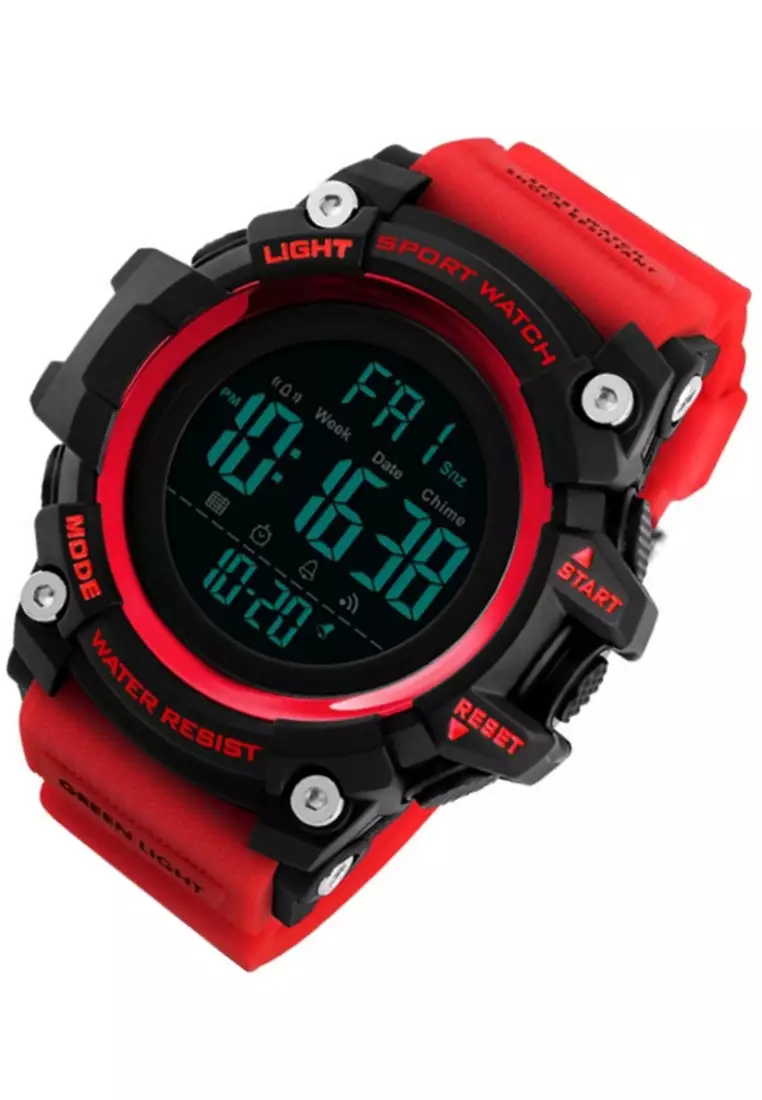Jam Tangan Sporty Digital Pria Waterproof Many Function Strap Tali Material Stainless Steel PU XO20 ORIGINAL