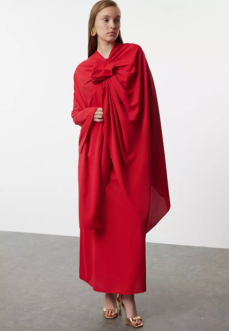 Modest Cape Maxi Evening Dress
