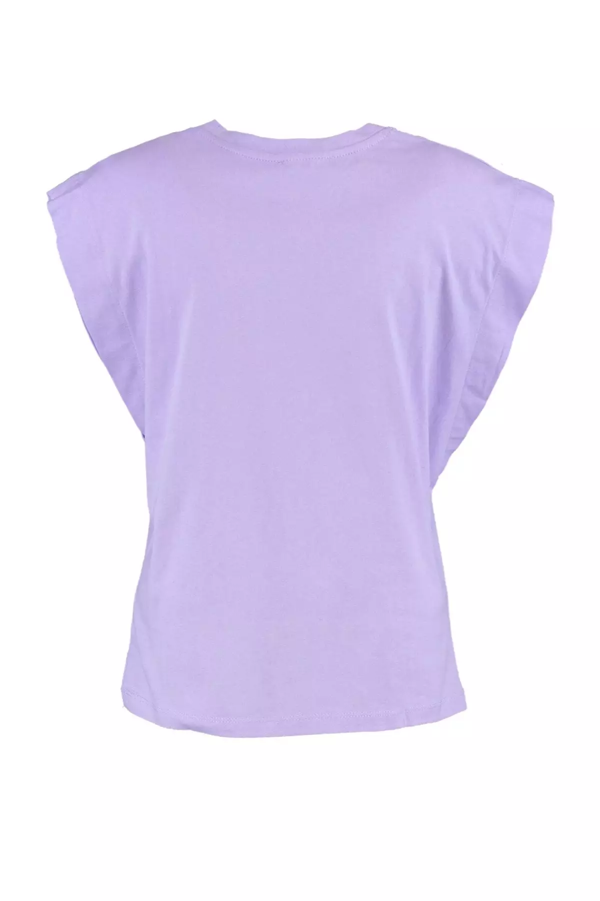 Lilac 100% Cotton Wadding Look Basic Crew Neck Knitted T-Shirt TWOSS20TS0021