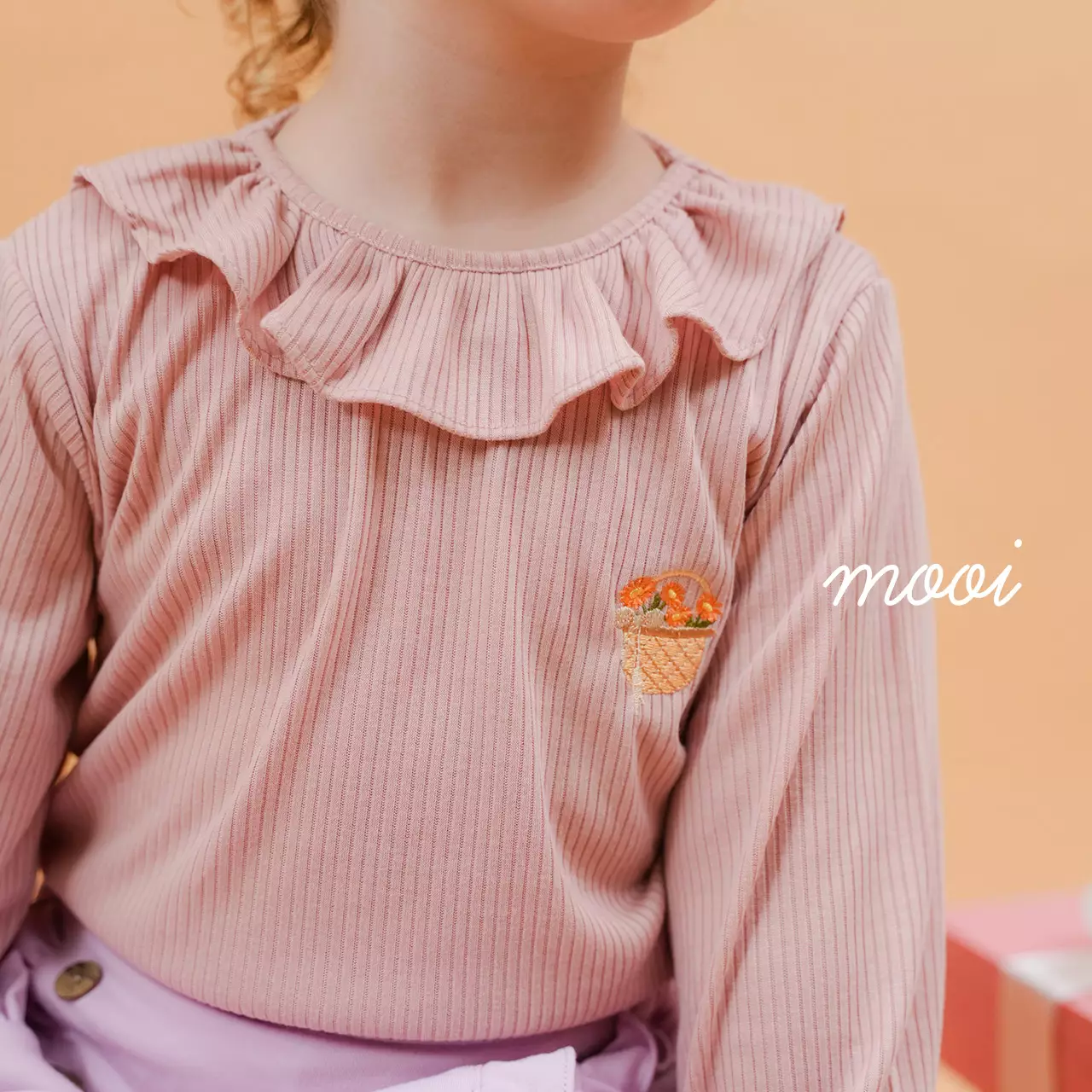 Mooi Atasan Anak Perempuan Mia Top Rib - Blue Rain