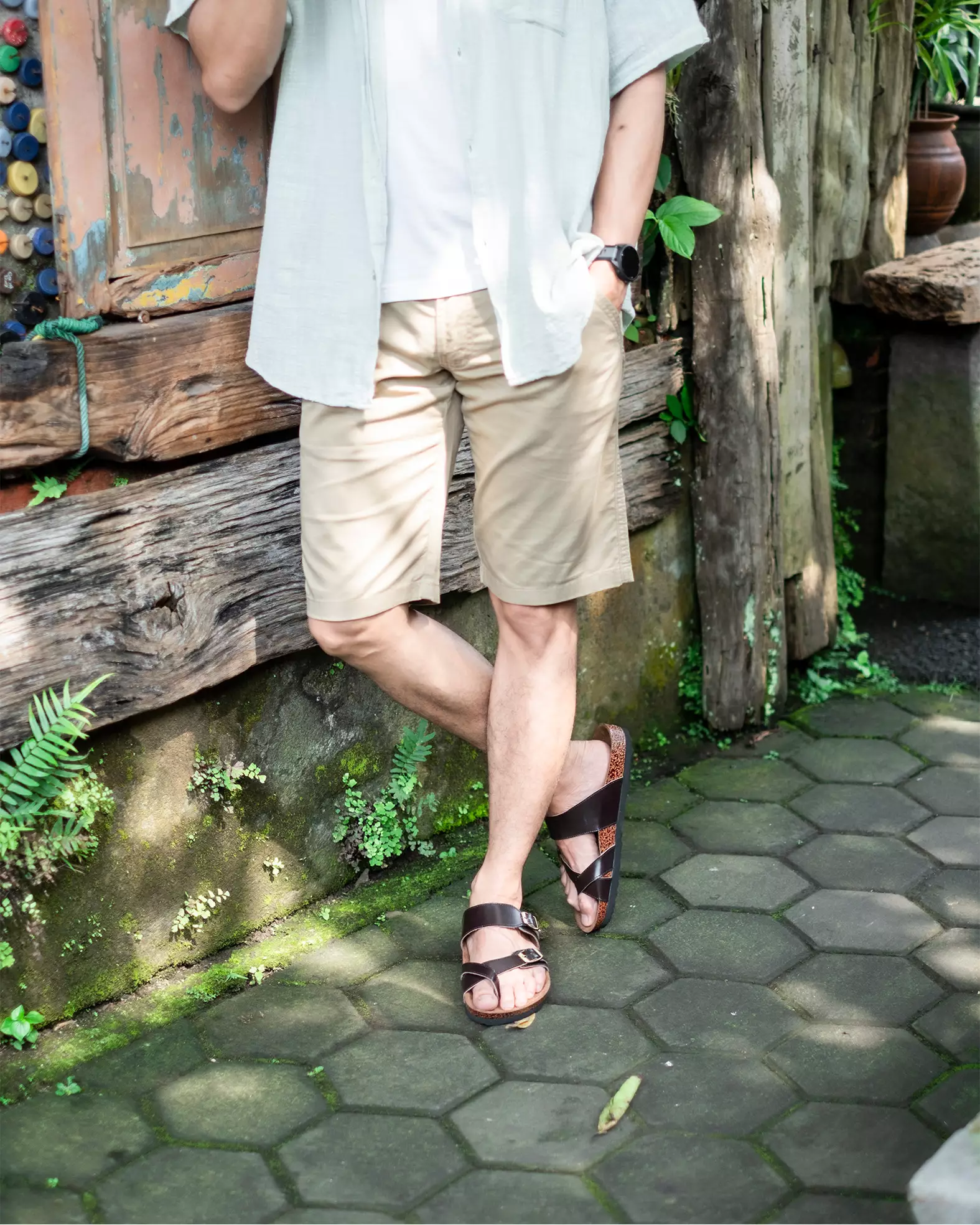 Marhadi Sandal Pria Sendal Kulit Asli Genuine Leather - Merake Brown