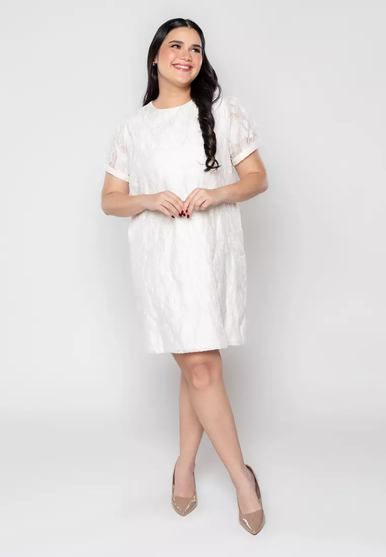 Milly Plus Size Misty Anne Shift Dress in Full Lace Fabric
