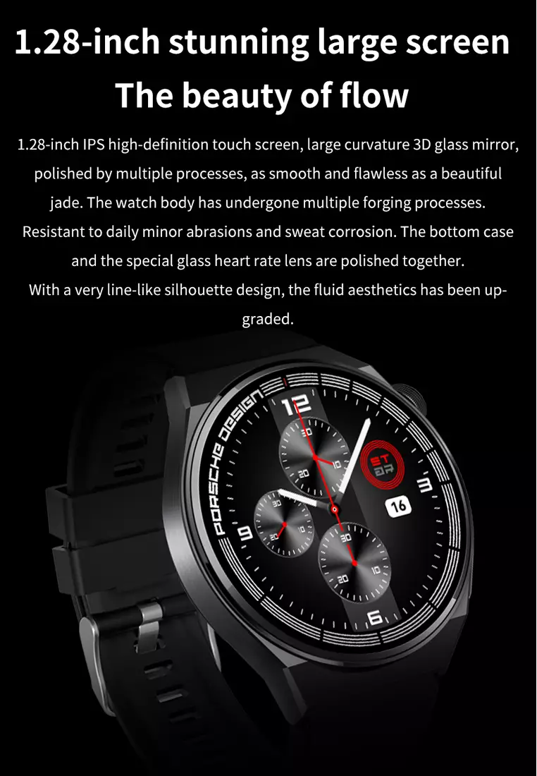 SmartWatch GT8 Anti Air Original Layar Terang 1.28''Pemantauan Tidur Alat pengukur langkah Jam Pintar blacksilver