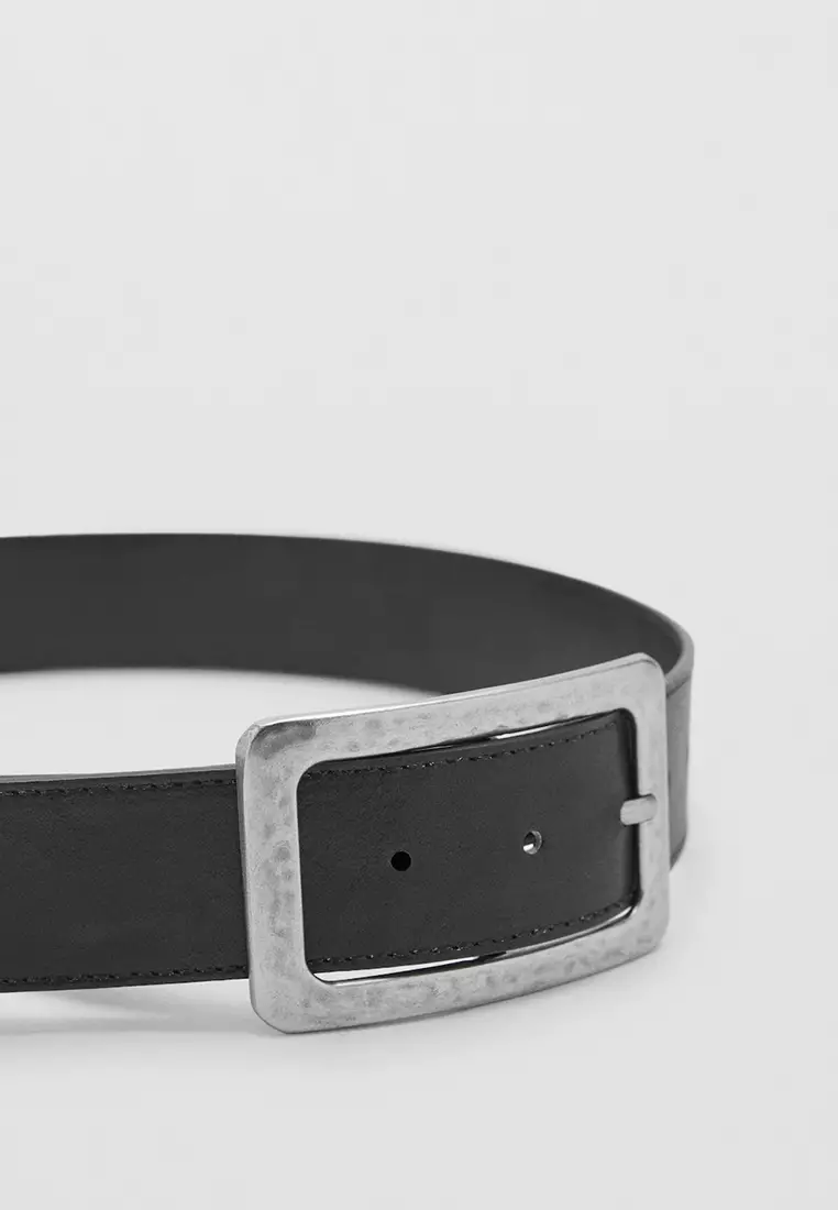 Textured Square Buckle Belt