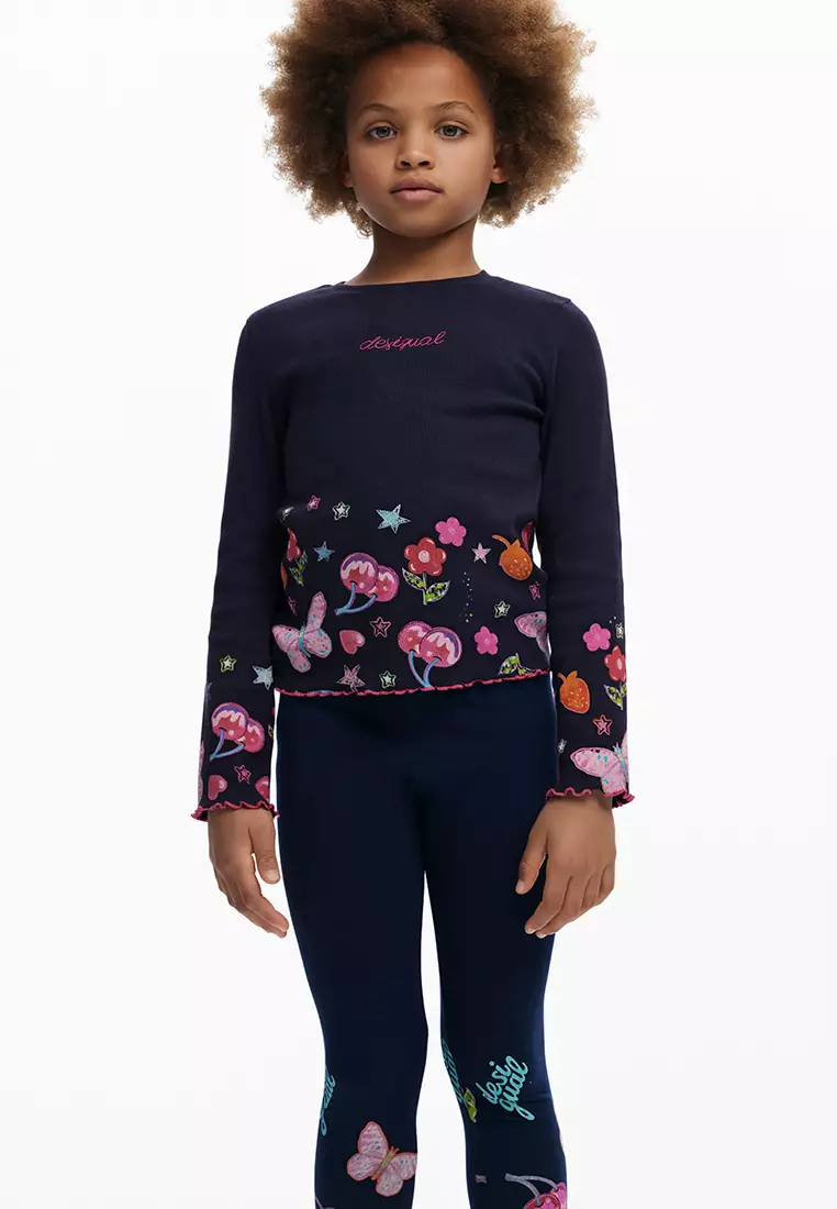 Flared denim-effect leggings