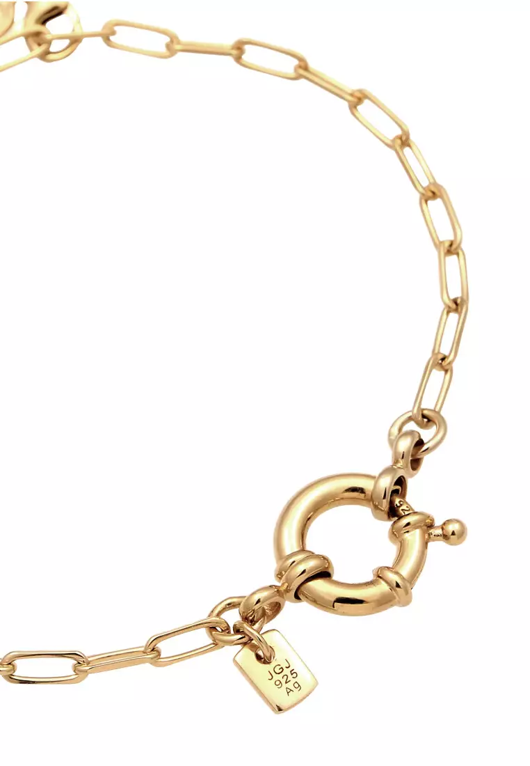 EXCLUSIVE Gelang Perhiasan Perak 925 Pria Smiling Face Long Link Chain Gold Plated