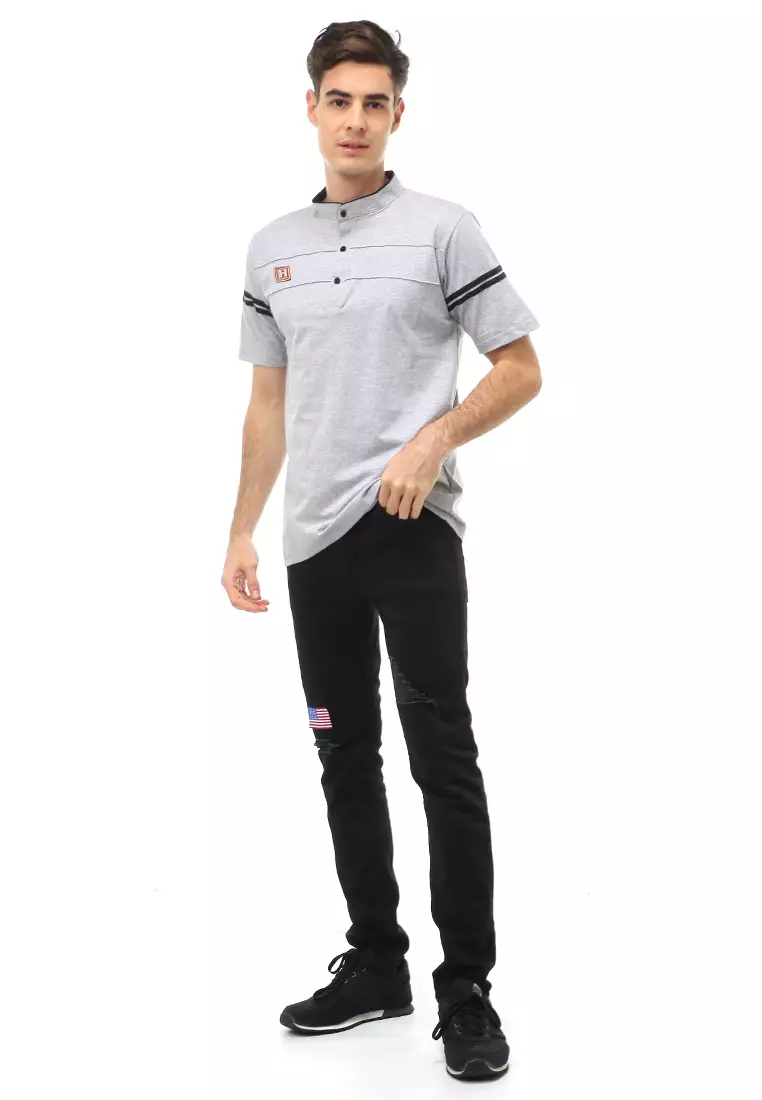 Jack Atasan Formal Kaos Polo Pria Kerah Sanghai Short Sleeve Material Cotton ORIGINAL - Gray
