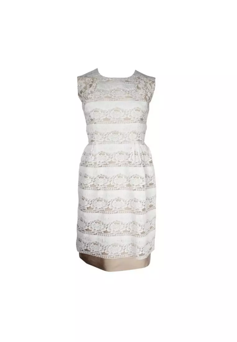 White silk lace dress top