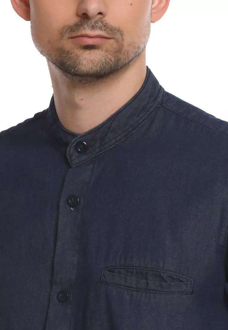 Kemeja Denim Kerah Mandarin KB L/S Navy 182311