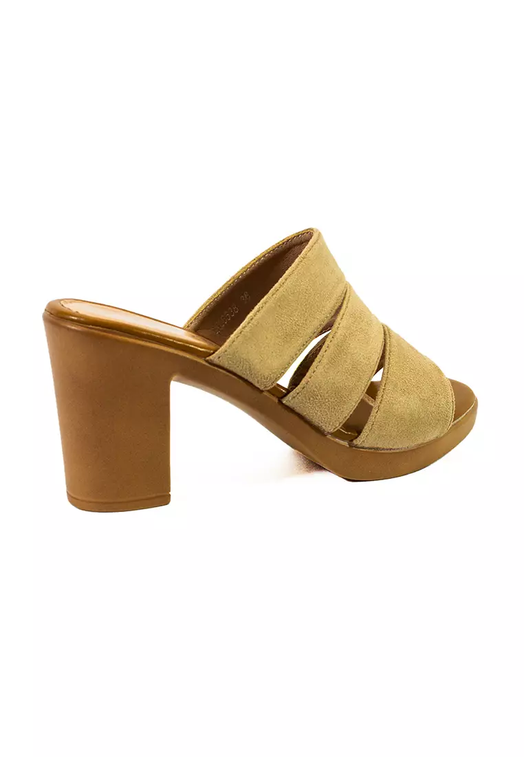 Women's Heeled Sandals LX 26538 Beige C61