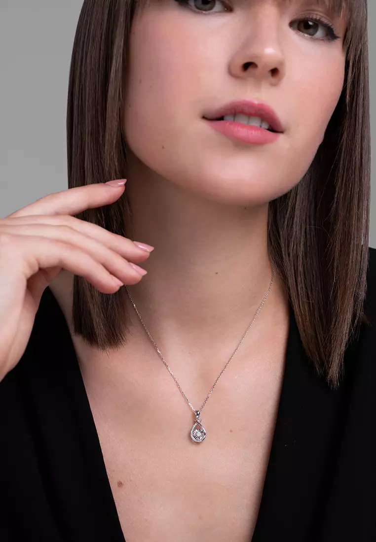 Dancing diamond necklace white gold top
