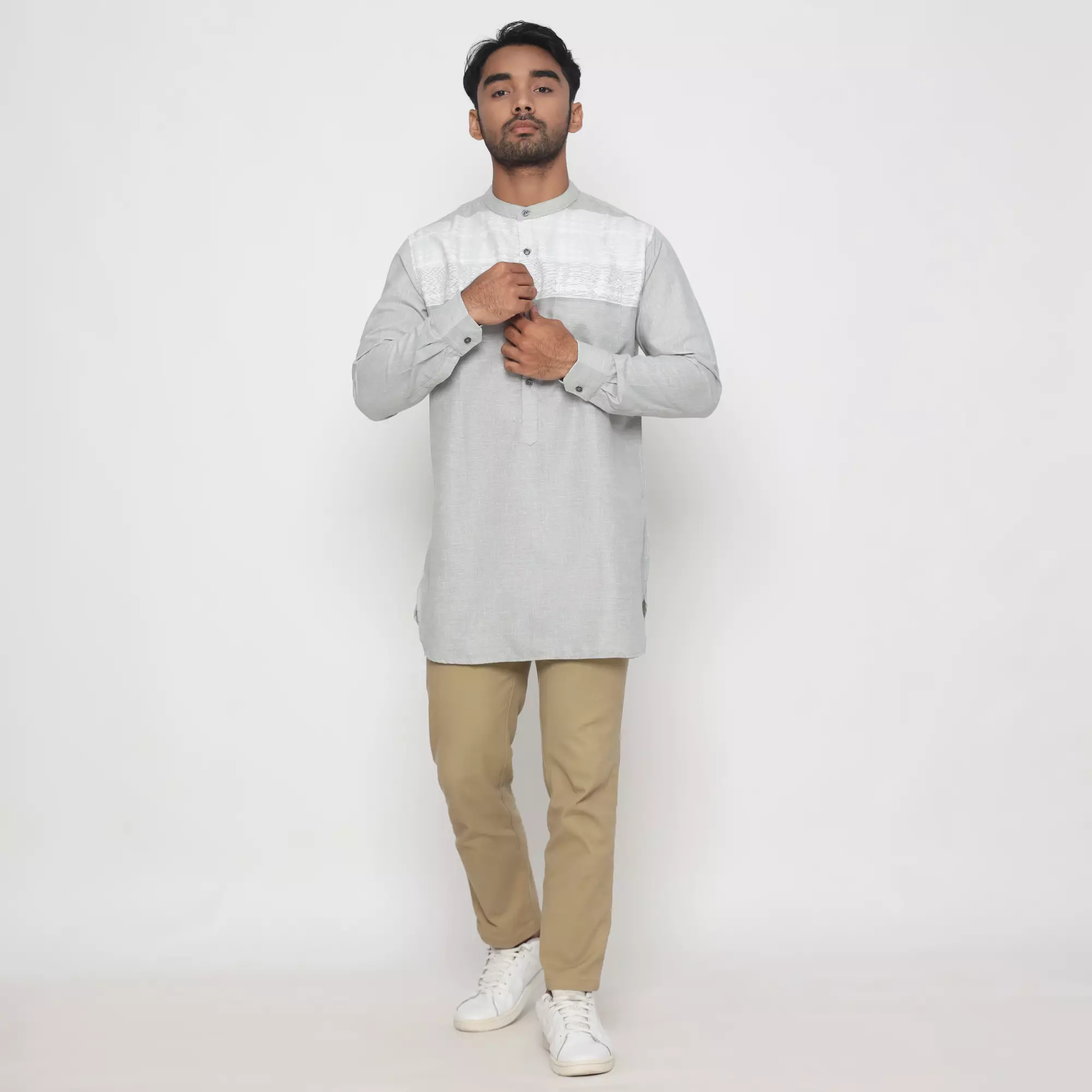 Platini Kemeja Koko Kurta Pria Lengan Panjang Katun Abu 86035