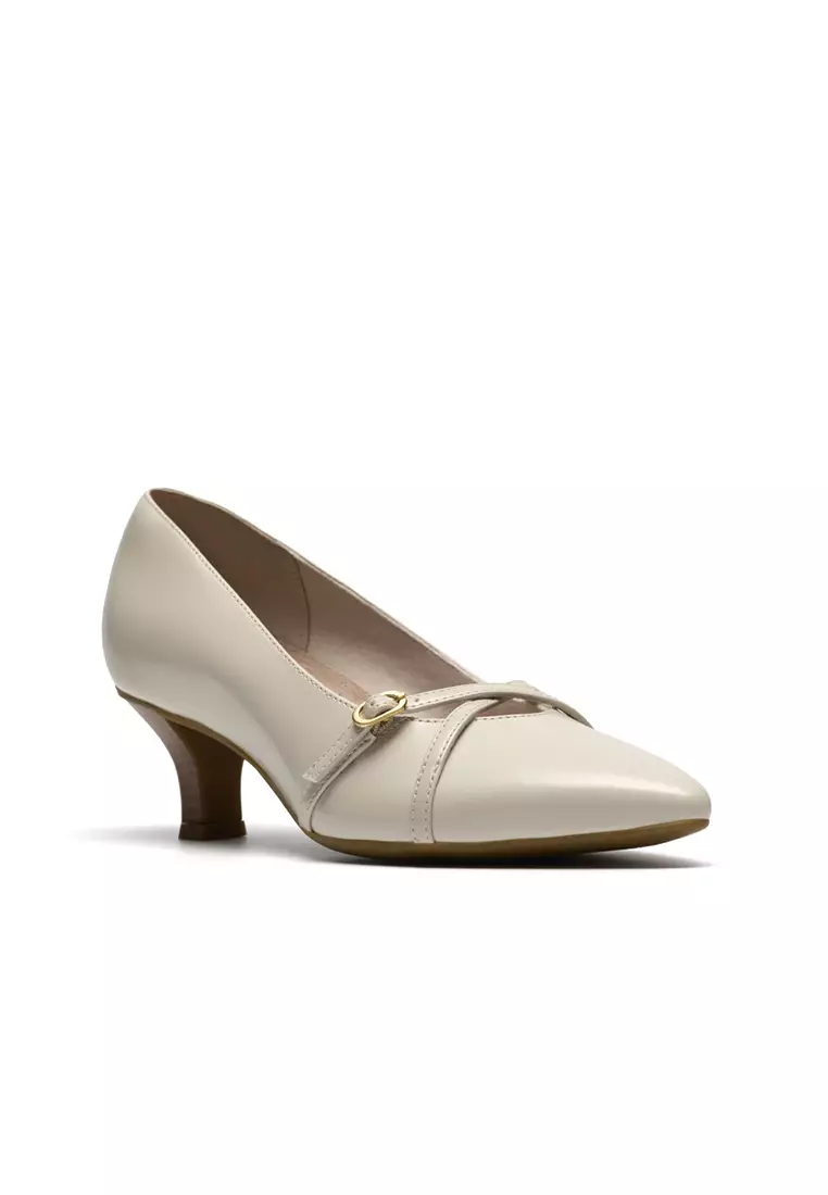 Womens Kepley Star High Heels Off White Lea - Wide Fit