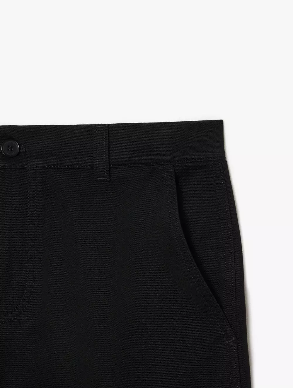 Straight Cut Cotton Cargo Pants - Black