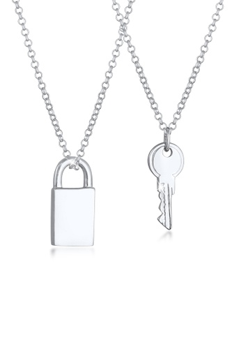 Elli Jewelry silver Necklace Partner Lock Key Love Bond Discreet 48851ACD576386GS_1