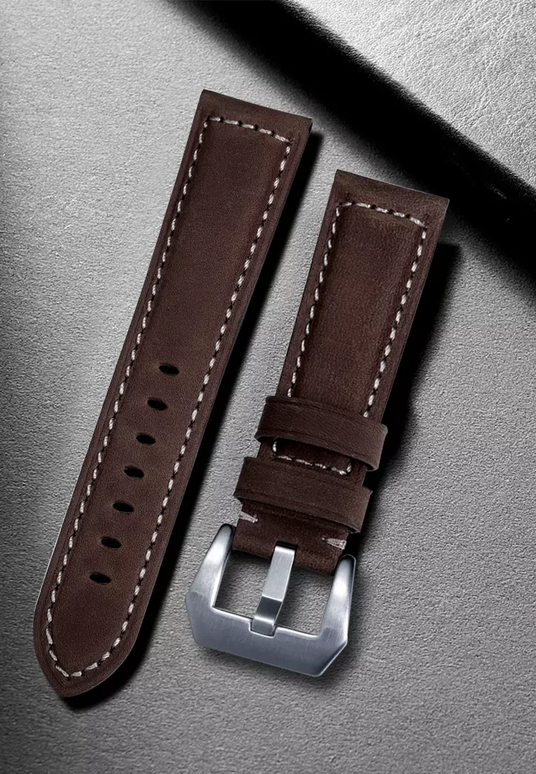 Tali Jam Watch Strap Tali Kulit Pria Buram Leather Strap 22mm Jam Tangan Kulit kopi