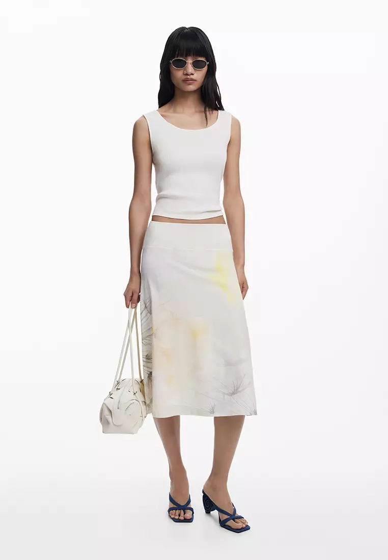 Midi skirt with elastic waistband