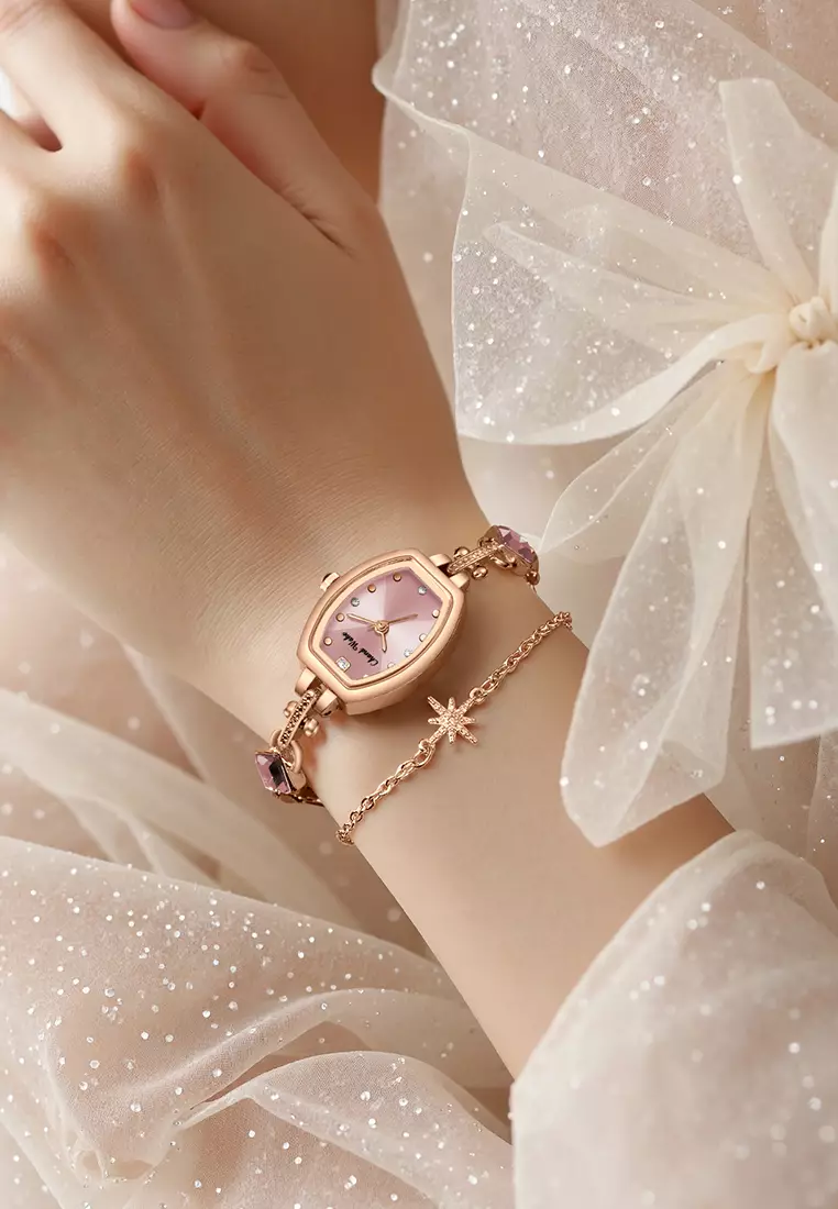 Jam Tangan Wanita Original Korea Gelang Fashion Original Jam Tangan Cewek Anti Air rosepink